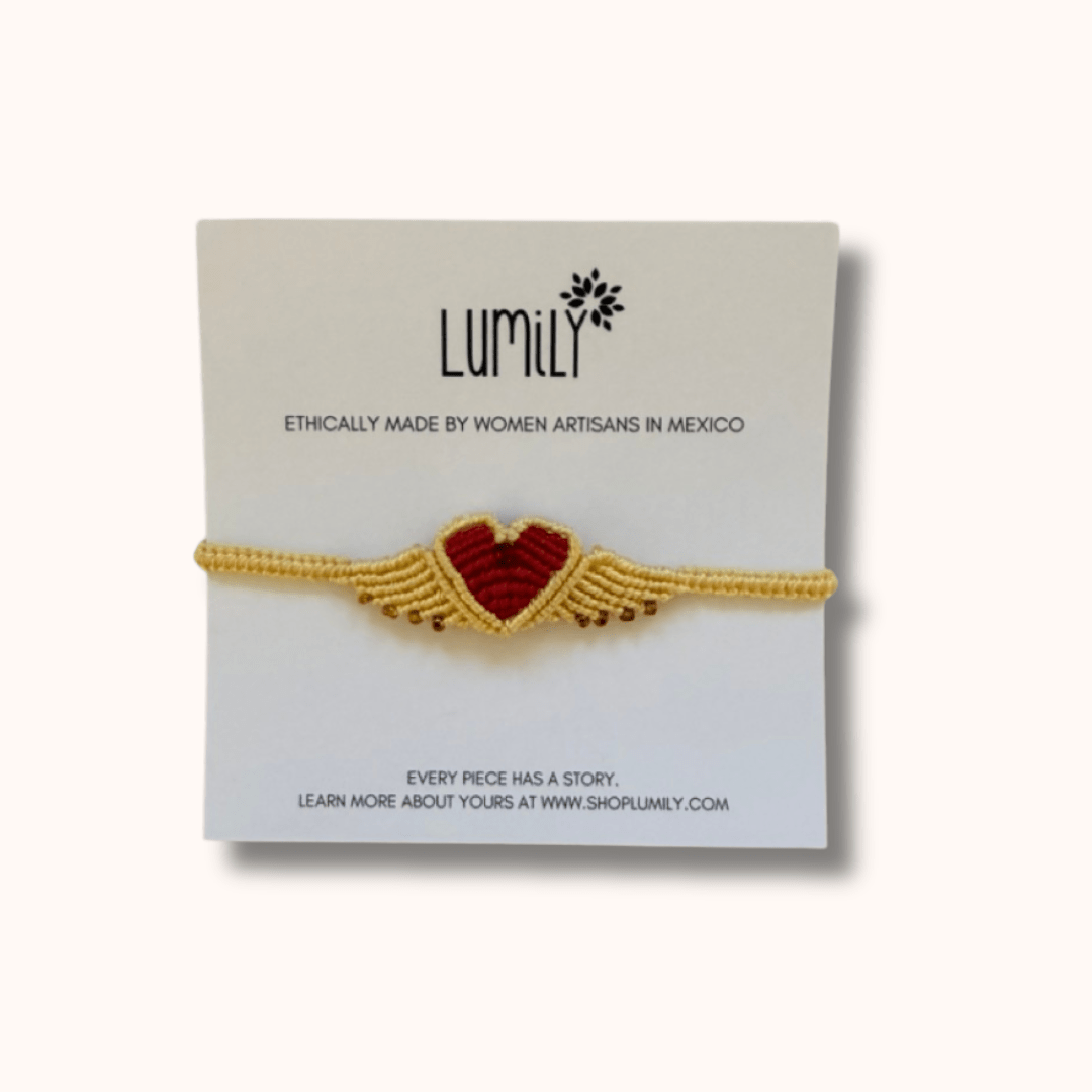 Macrame Woven Heart Wings Pull String Bracelet - Mexico Bracelets La Vie Bien Macrame Woven Heart Wings Pull String Bracelet - Mexico