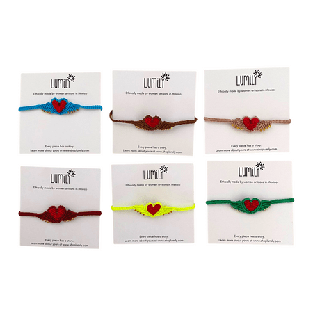 Macrame Woven Heart Wings Pull String Bracelet - Mexico Bracelets La Vie Bien Macrame Woven Heart Wings Pull String Bracelet - Mexico