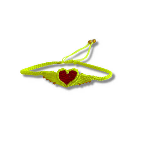 Macrame Woven Heart Wings Pull String Bracelet - Mexico Bracelets La Vie Bien Macrame Woven Heart Wings Pull String Bracelet - Mexico