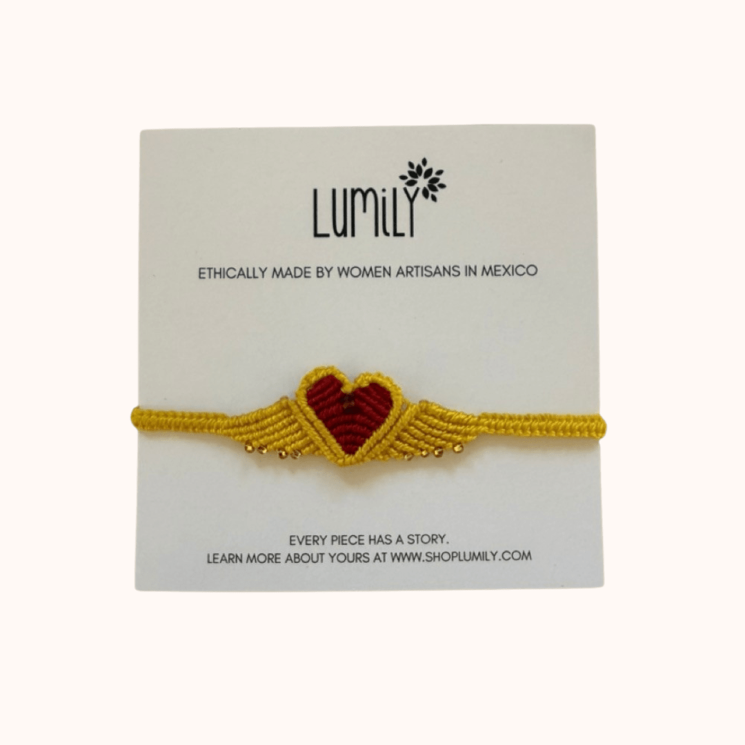 Macrame Woven Heart Wings Pull String Bracelet - Mexico Bracelets La Vie Bien Macrame Woven Heart Wings Pull String Bracelet - Mexico