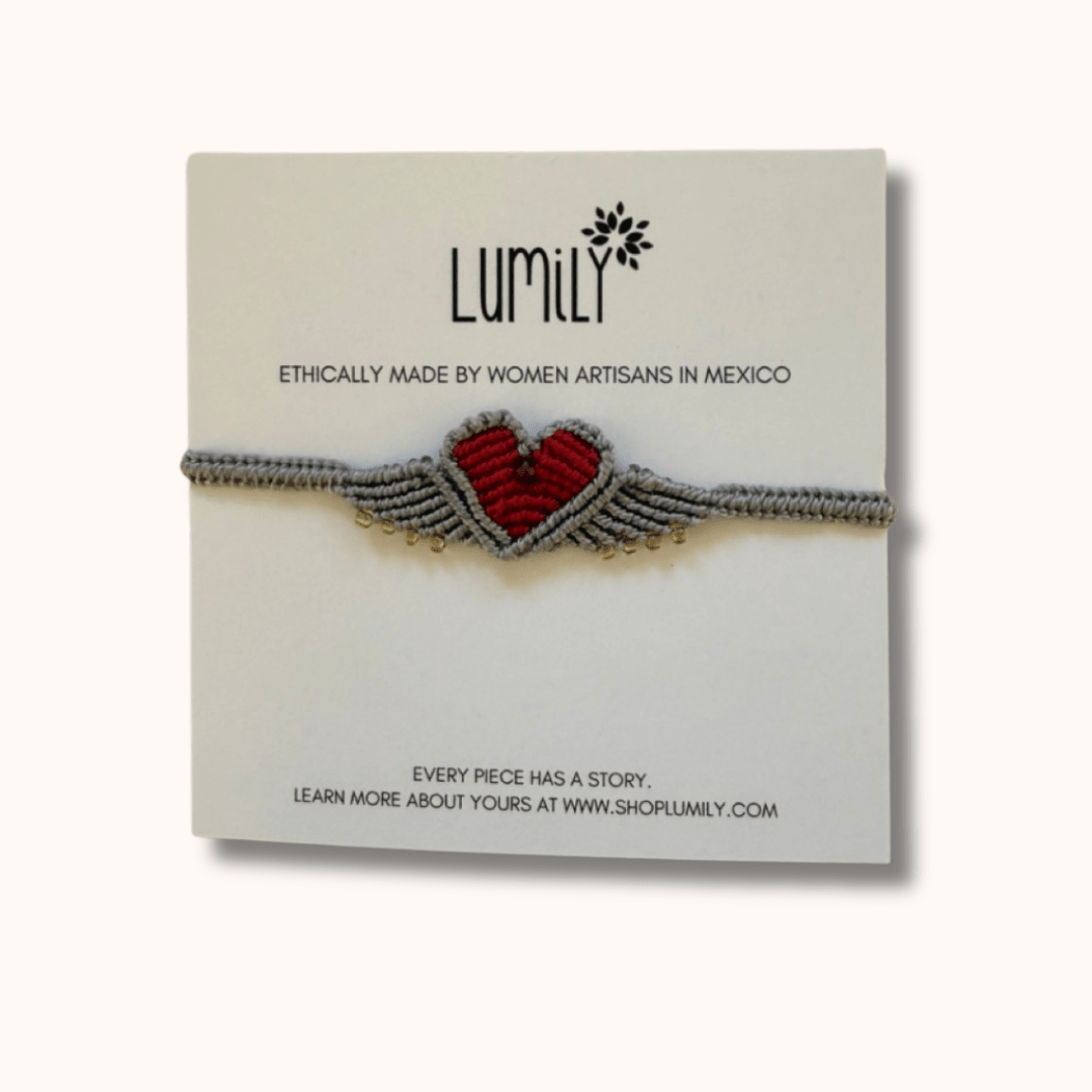 Macrame Woven Heart Wings Pull String Bracelet - Mexico Bracelets La Vie Bien Macrame Woven Heart Wings Pull String Bracelet - Mexico