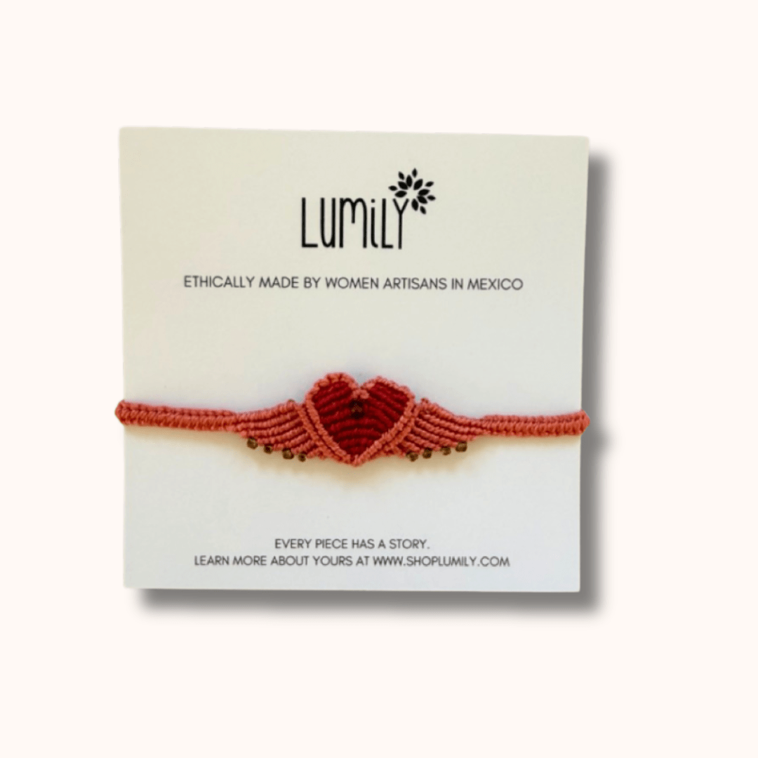 Macrame Woven Heart Wings Pull String Bracelet - Mexico Bracelets La Vie Bien Macrame Woven Heart Wings Pull String Bracelet - Mexico