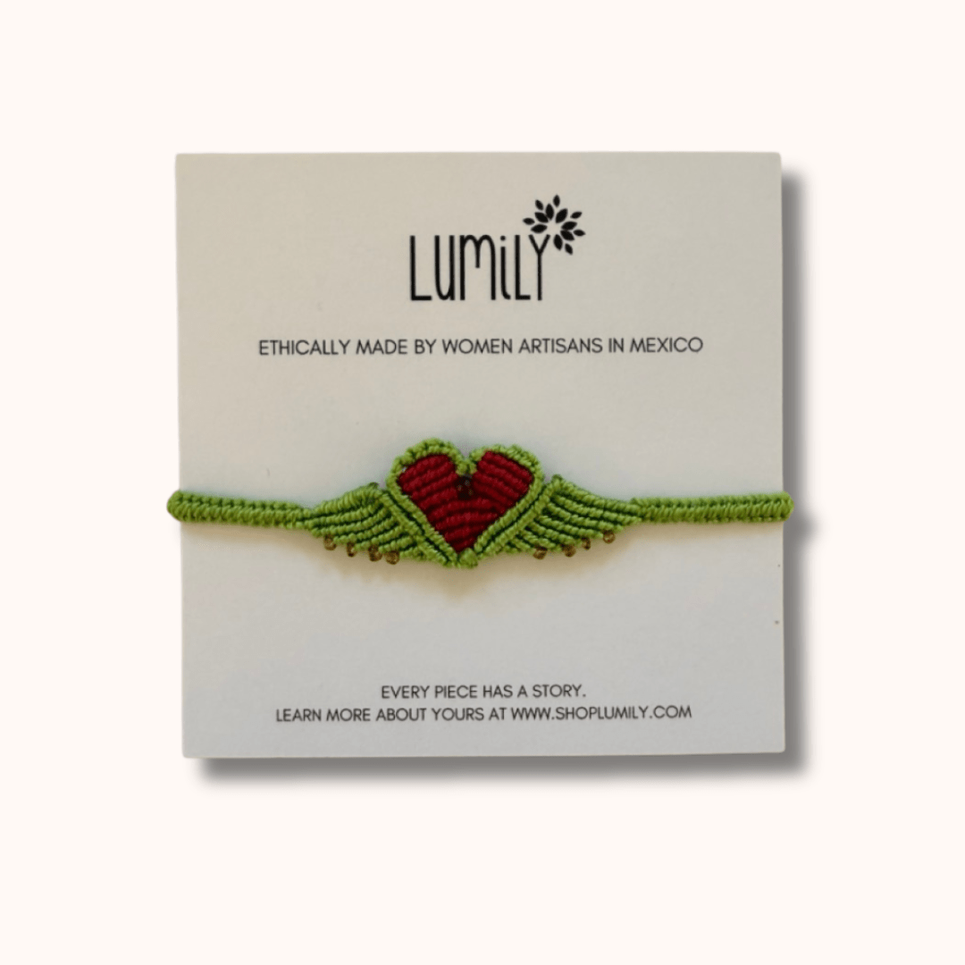 Macrame Woven Heart Wings Pull String Bracelet - Mexico Bracelets La Vie Bien Macrame Woven Heart Wings Pull String Bracelet - Mexico