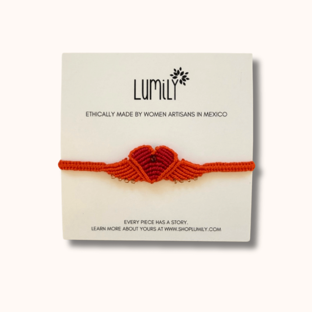 Macrame Woven Heart Wings Pull String Bracelet - Mexico Bracelets La Vie Bien Macrame Woven Heart Wings Pull String Bracelet - Mexico