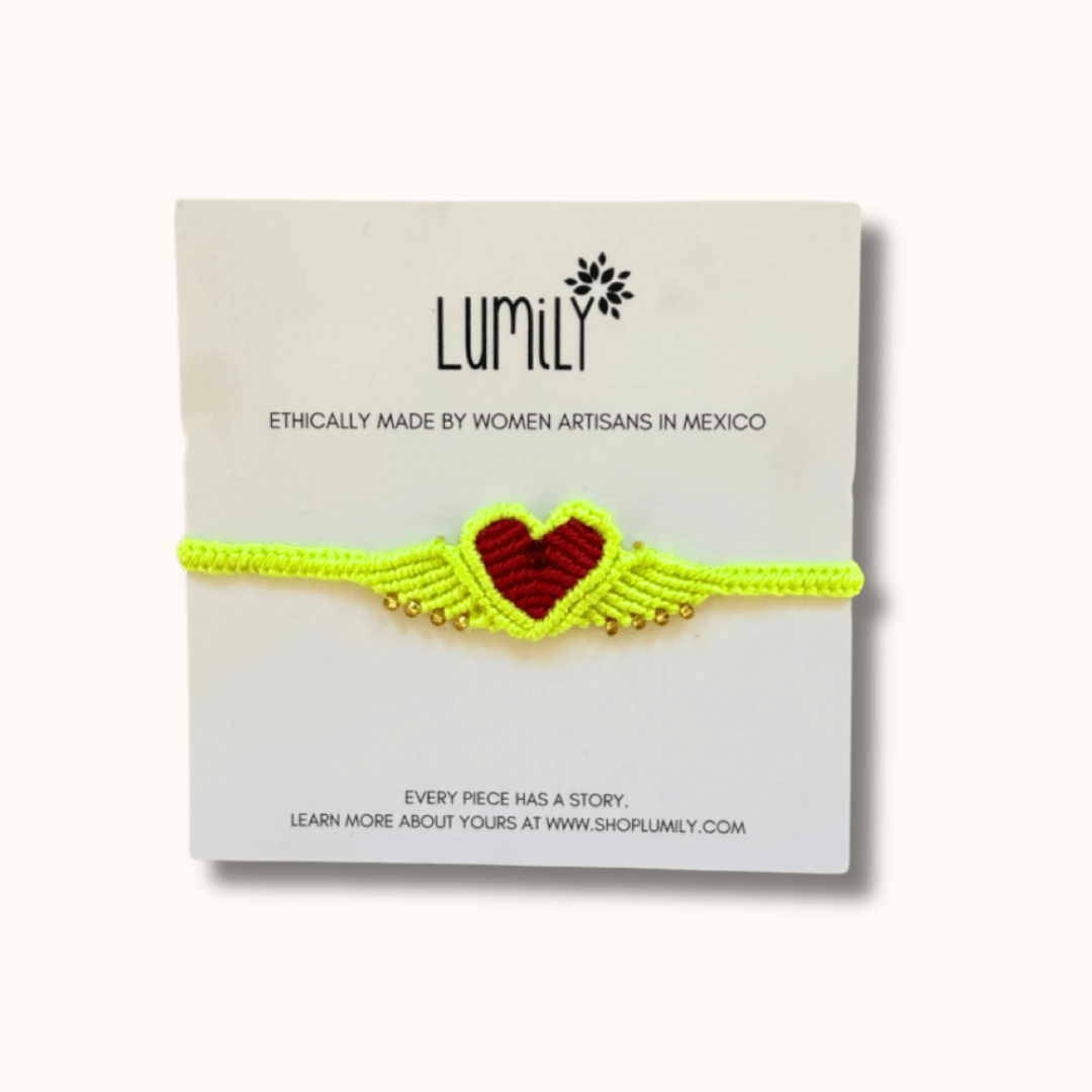 Macrame Woven Heart Wings Pull String Bracelet - Mexico Bracelets La Vie Bien Macrame Woven Heart Wings Pull String Bracelet - Mexico