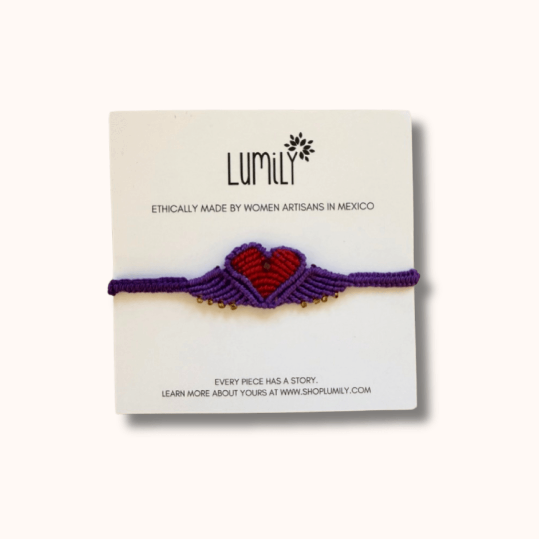 Macrame Woven Heart Wings Pull String Bracelet - Mexico Bracelets La Vie Bien Macrame Woven Heart Wings Pull String Bracelet - Mexico