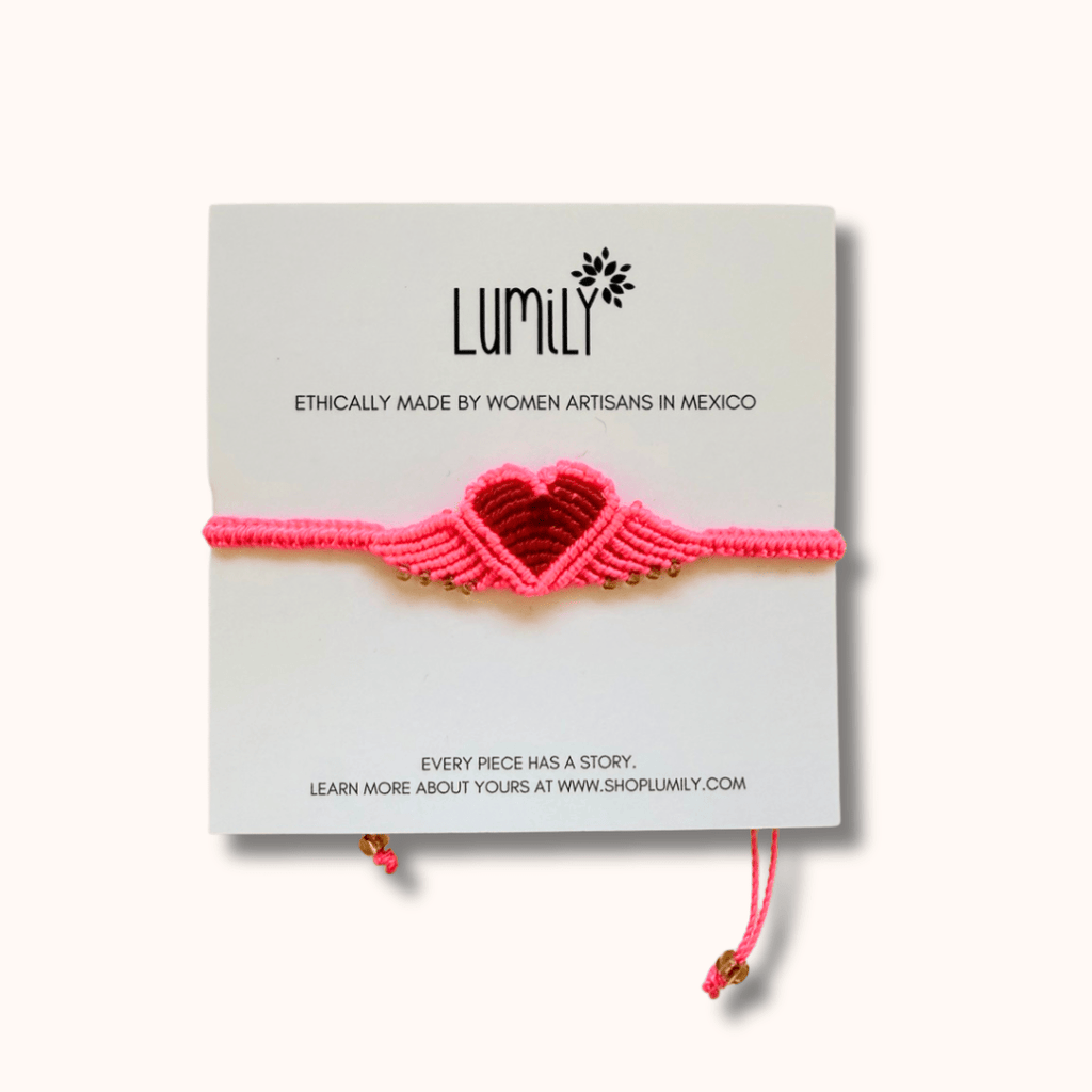 Macrame Woven Heart Wings Pull String Bracelet - Mexico Bracelets La Vie Bien Macrame Woven Heart Wings Pull String Bracelet - Mexico