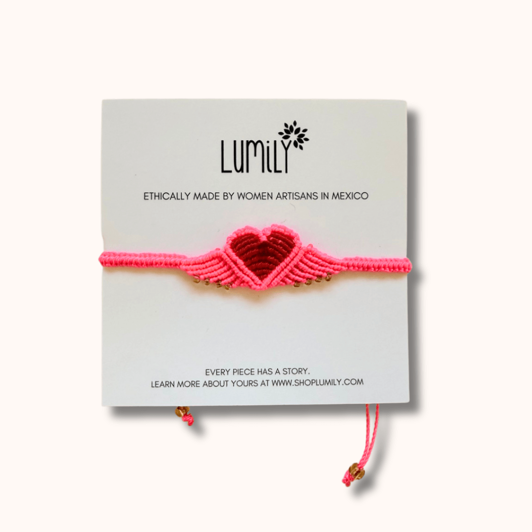 Macrame Woven Heart Wings Pull String Bracelet - Mexico Bracelets La Vie Bien Macrame Woven Heart Wings Pull String Bracelet - Mexico