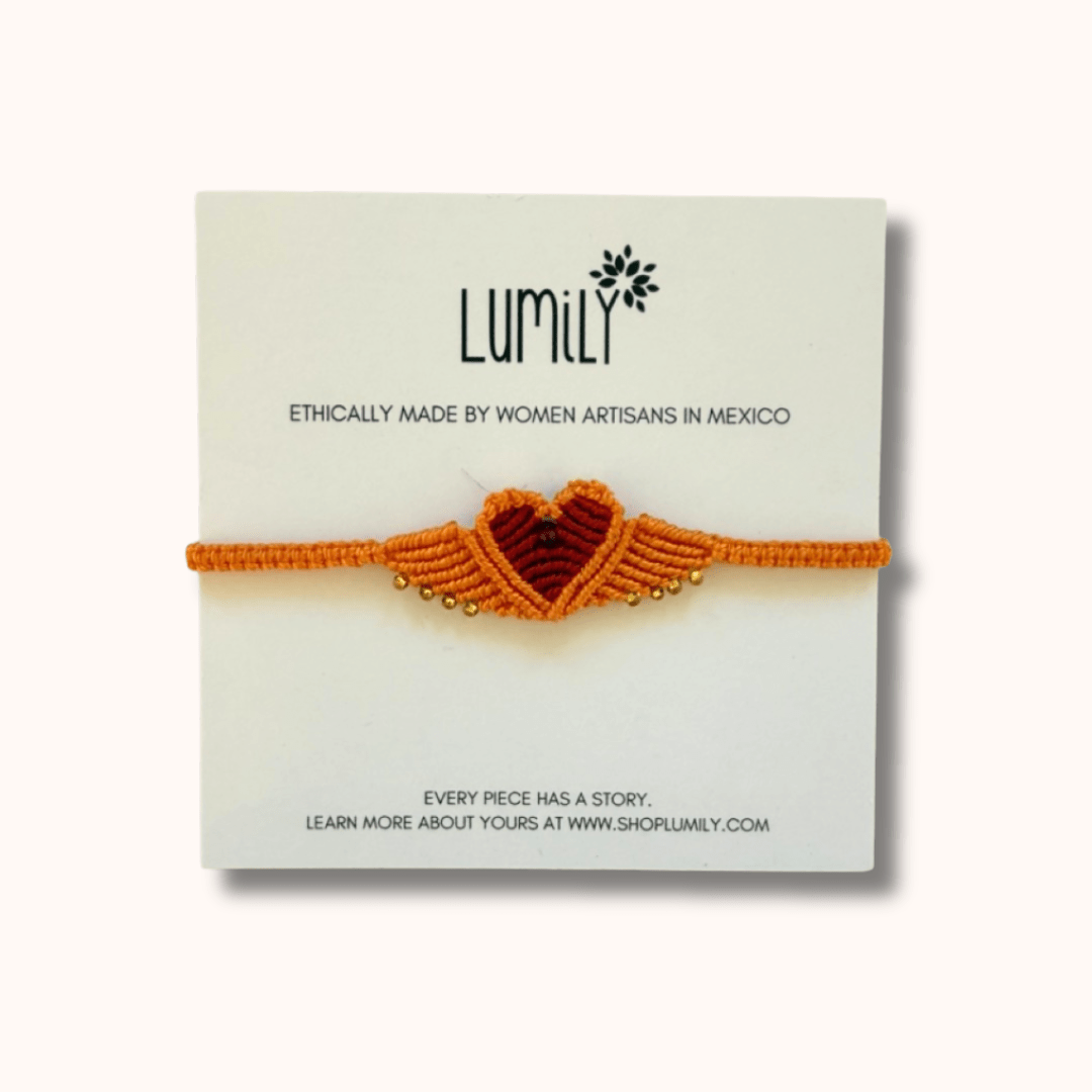 Macrame Woven Heart Wings Pull String Bracelet - Mexico Bracelets La Vie Bien Macrame Woven Heart Wings Pull String Bracelet - Mexico