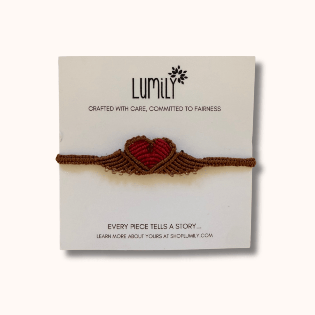 Macrame Woven Heart Wings Pull String Bracelet - Mexico Bracelets La Vie Bien Macrame Woven Heart Wings Pull String Bracelet - Mexico