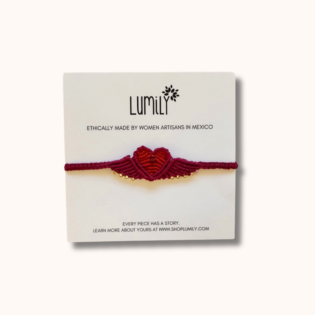 Macrame Woven Heart Wings Pull String Bracelet - Mexico Bracelets La Vie Bien Macrame Woven Heart Wings Pull String Bracelet - Mexico