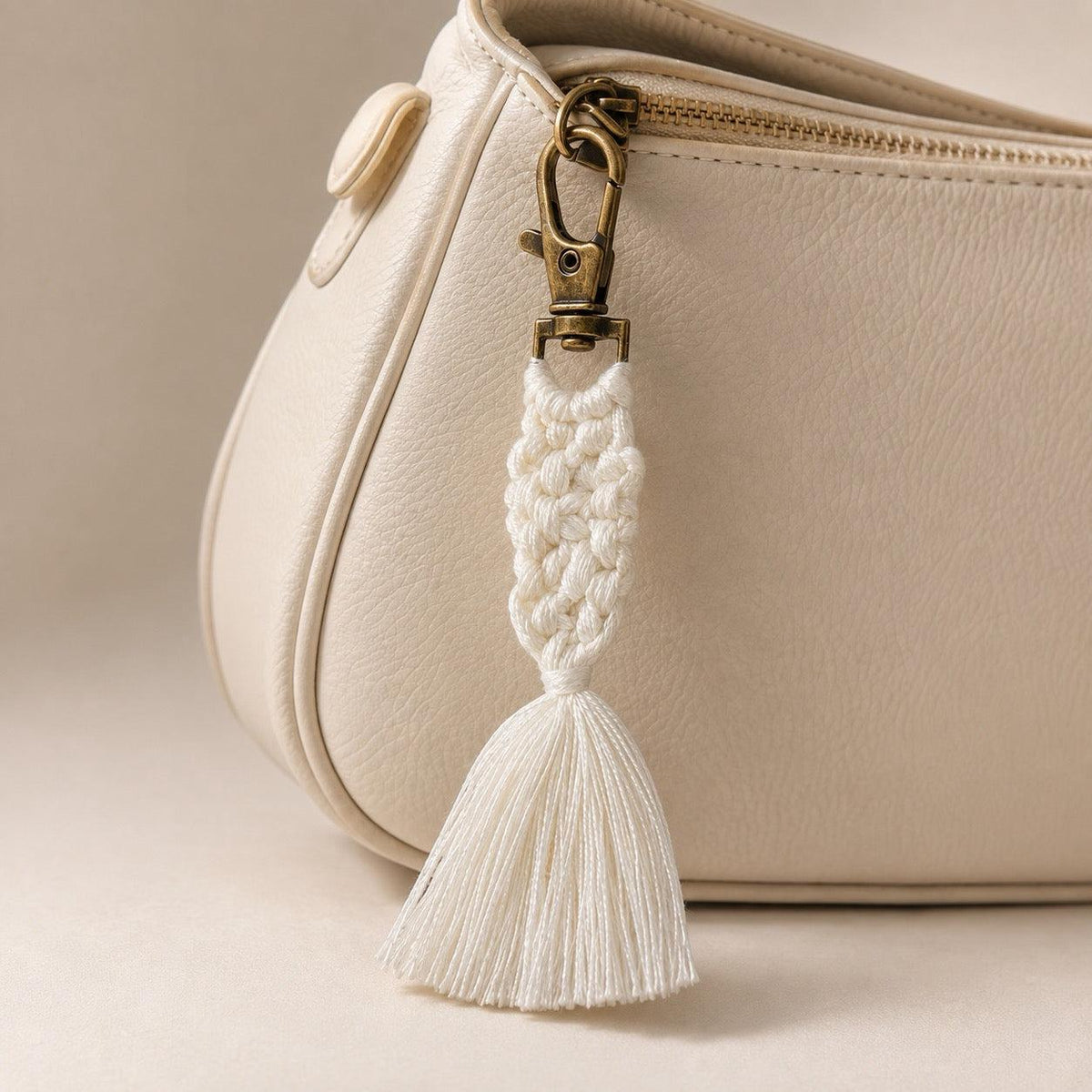 Macrame Zipper Pull Boho Bag Charm Tassel Decor - Thailand Zipper Pulls La Vie Bien Macrame Zipper Pull Boho Bag Charm Tassel Decor - Thailand