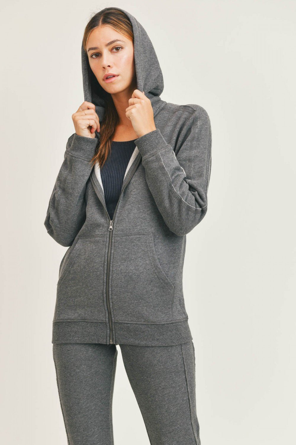 Made for Sundays Zip - Up Hoodie Jacket Sweatshirt La Vie Bien Made for Sundays Zip - Up Hoodie Jacket