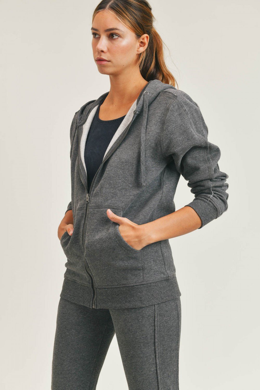 Made for Sundays Zip - Up Hoodie Jacket Sweatshirt La Vie Bien Made for Sundays Zip - Up Hoodie Jacket