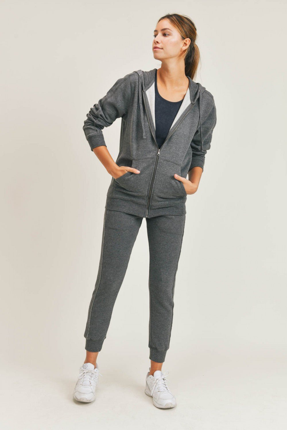 Made for Sundays Zip - Up Hoodie Jacket Sweatshirt La Vie Bien Made for Sundays Zip - Up Hoodie Jacket