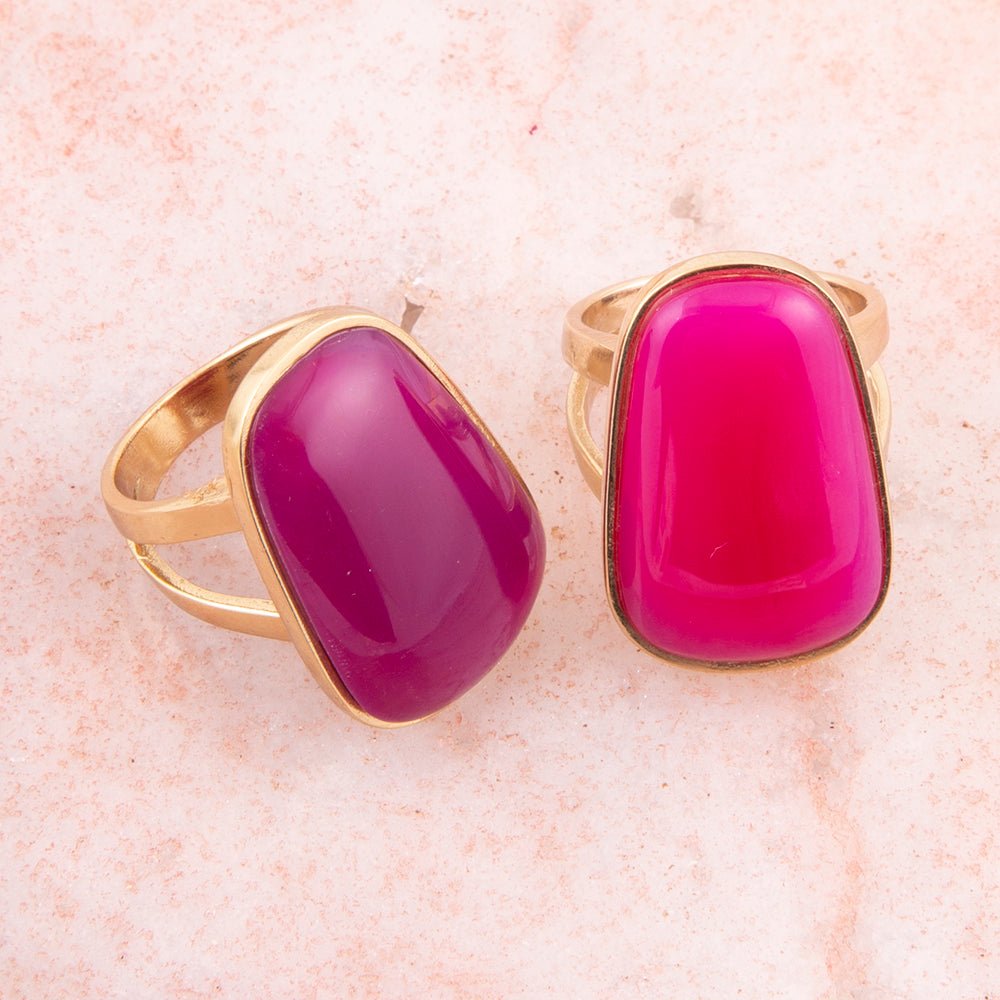 Madeleine Pink Agate Golden Ring Rings La Vie Bien Madeleine Pink Agate Golden Ring