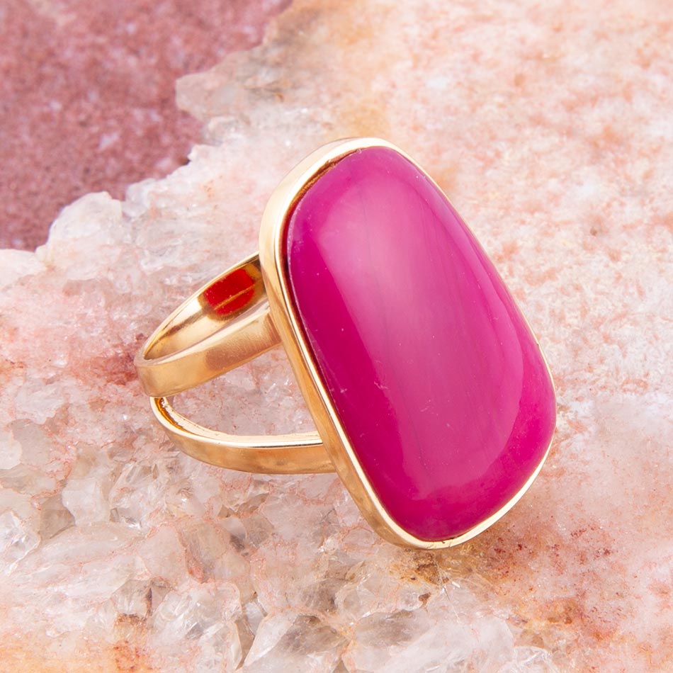 Madeleine Pink Agate Golden Ring Rings La Vie Bien Madeleine Pink Agate Golden Ring