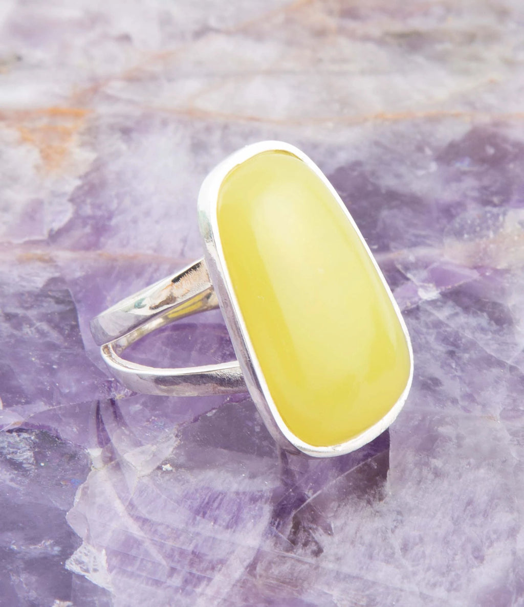 Madeleine Yellow Jade and Sterling Silver Ring by Barse Jewelry