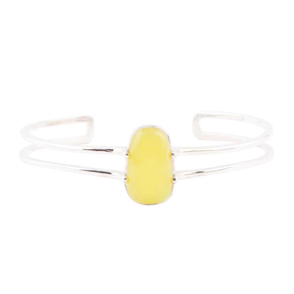 Madeleine Yellow Jade Sterling Silver Cuff Bracelet by Barse Jewelry