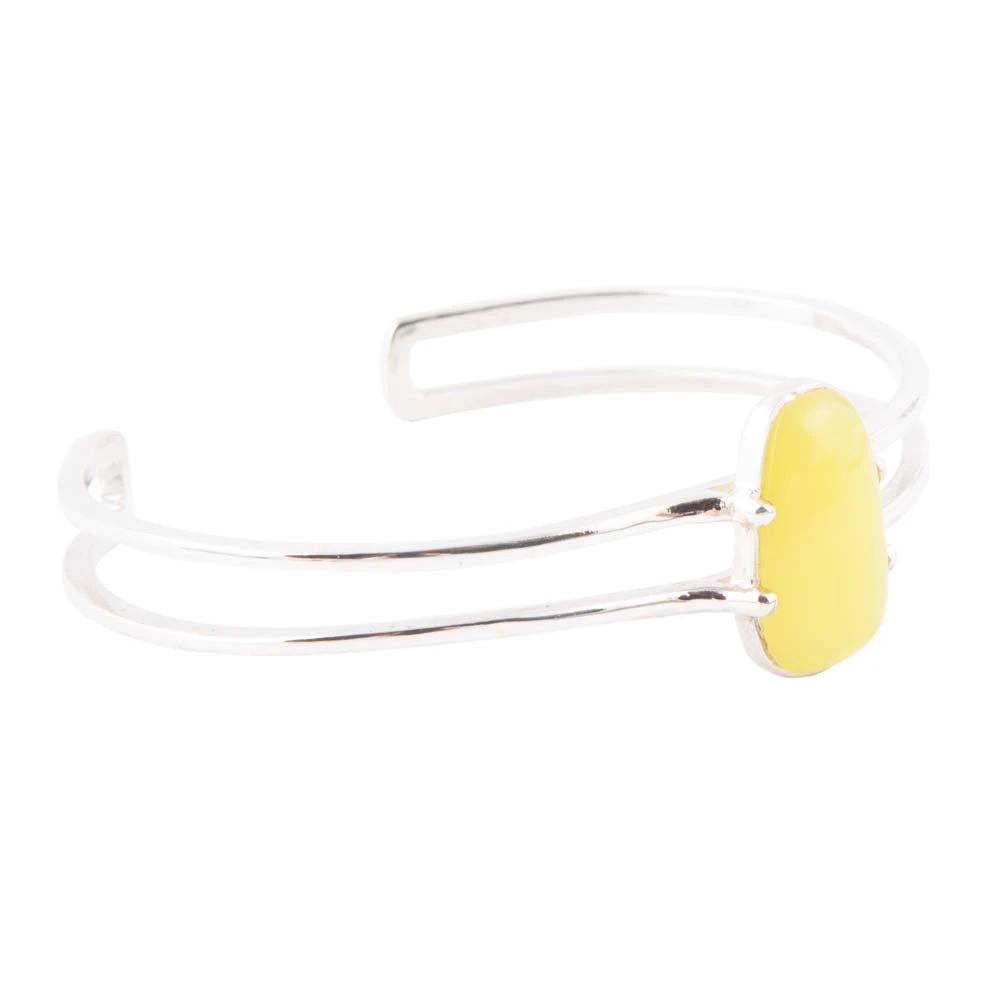 Madeleine Yellow Jade Sterling Silver Cuff Bracelet by Barse Jewelry