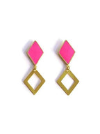 Magenta and Gold Geometric Earrings