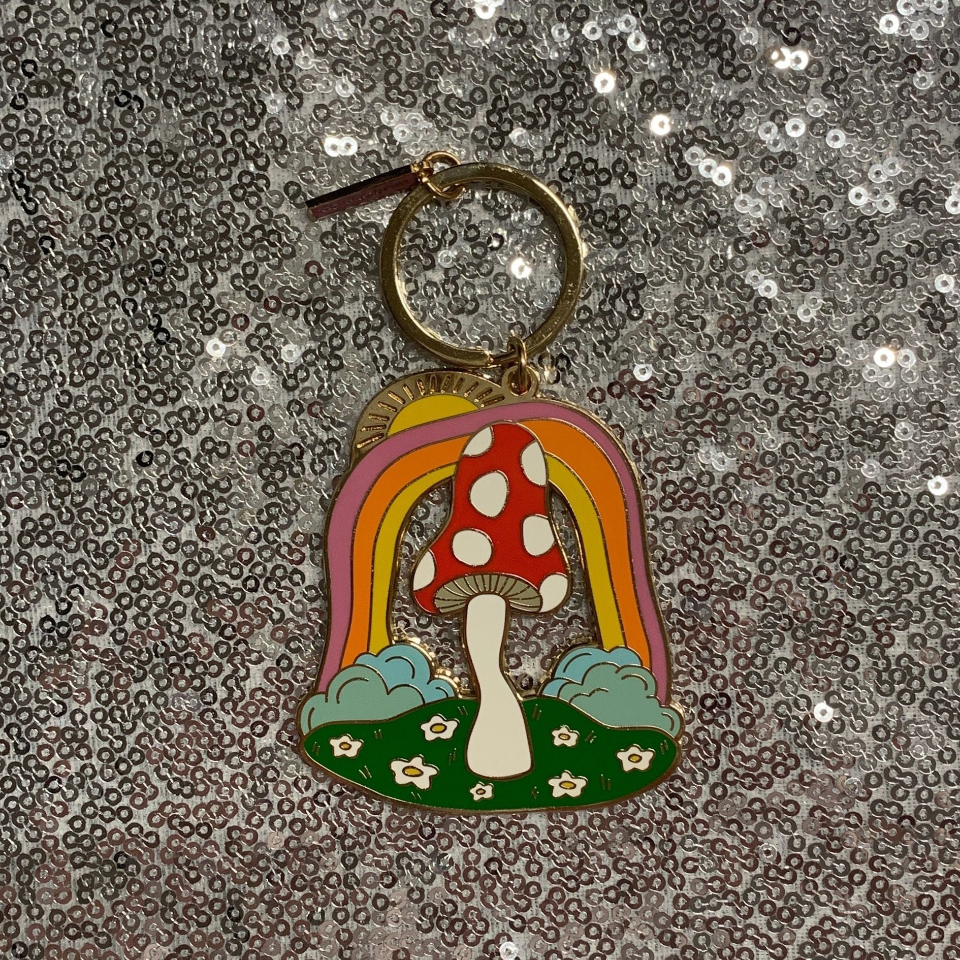 Magic Mushroom Brass and Enamel Keychain | Enchanting Toadstool Fungi Key Ring Holder Keychain La Vie Bien Magic Mushroom Brass and Enamel Keychain | Enchanting Toadstool Fungi Key Ring Holder