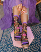 Magic Mushrooms Black Sheer Crew Sock by Sock Candy
