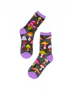 Magic Mushrooms Black Sheer Crew Sock by Sock Candy