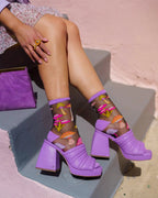 Magic Mushrooms Black Sheer Crew Sock by Sock Candy