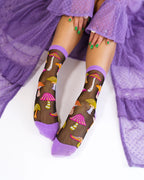 Magic Mushrooms Black Sheer Crew Sock by Sock Candy