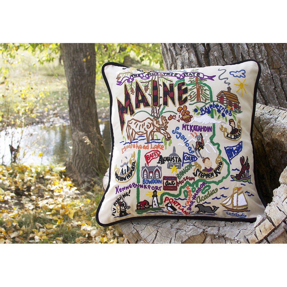 Maine Hand - Embroidered Pillow Pillows La Vie Bien Maine Hand - Embroidered Pillow
