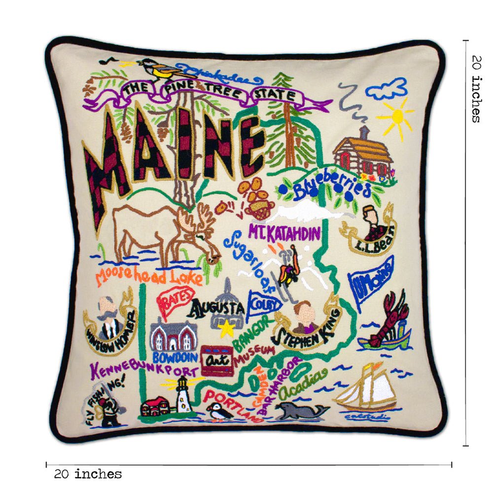 Maine Hand - Embroidered Pillow Pillows La Vie Bien Maine Hand - Embroidered Pillow