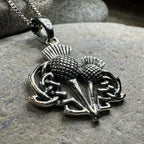 Maisie Double Scottish Thistle Necklace in Sterling Silver Pendant La Vie Bien Maisie Double Scottish Thistle Necklace in Sterling Silver