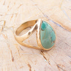 Maisy Blue Turquoise Golden Teardrop Ring by Barse Jewelry