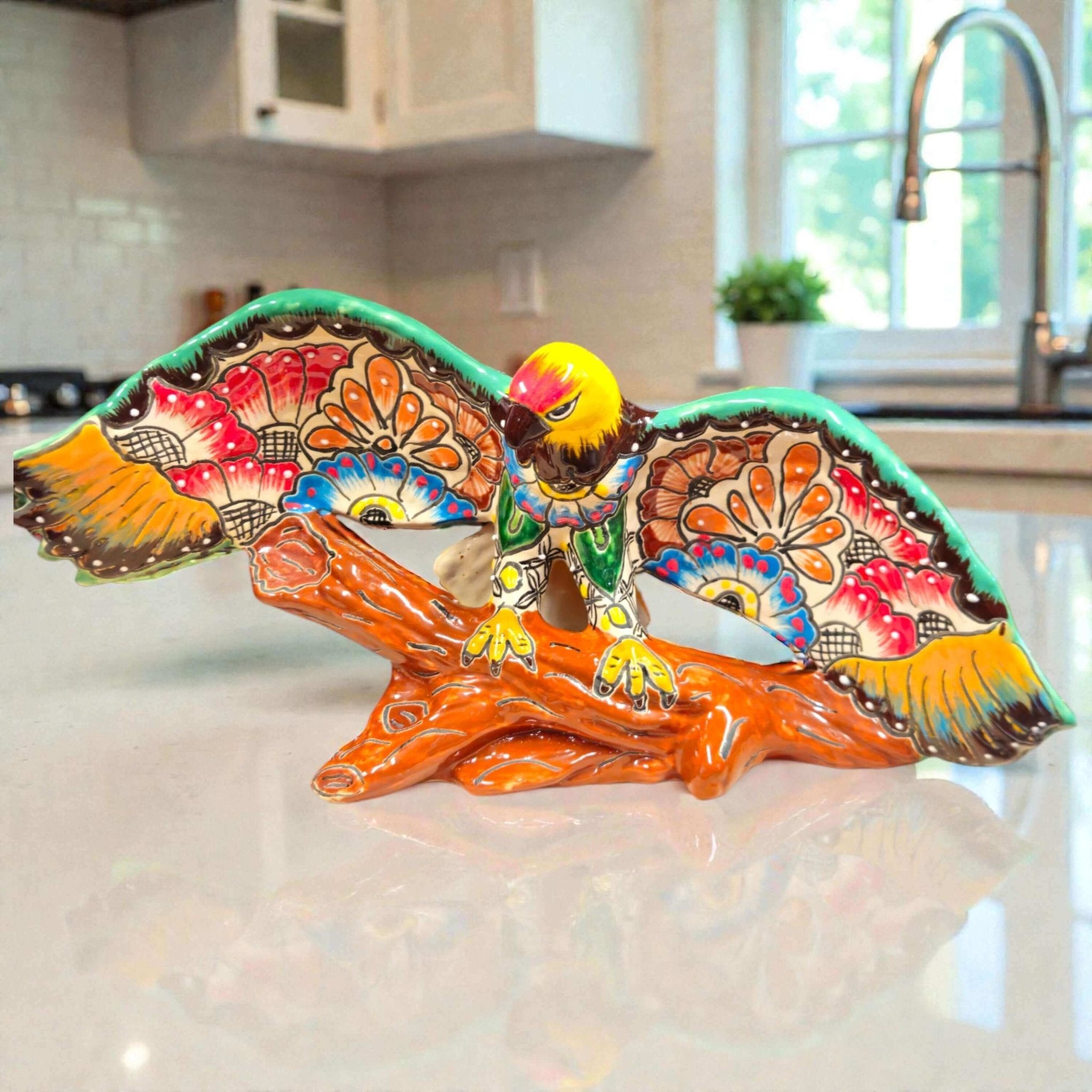 Majestic Talavera Eagle Figurine | Handcrafted Mexican Art Talavera Figurine La Vie Bien Majestic Talavera Eagle Figurine | Handcrafted Mexican Art