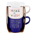 Make A Wish Birthday Stackable Ceramic Coffee/Tea Mugs | Set of 2 | Gift for Her by The Bullish Store