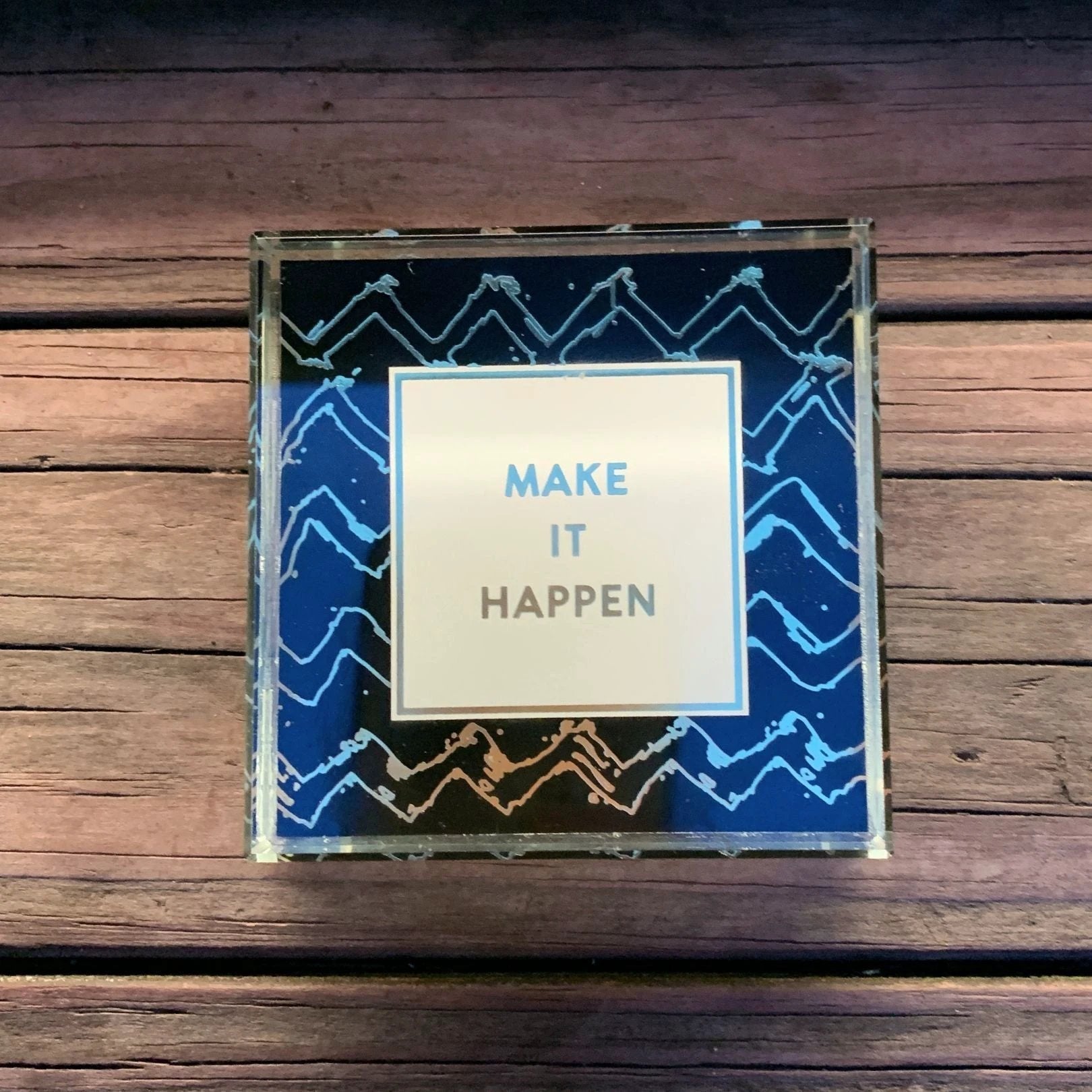 Make It Happen 3"x3" Paperweight in Black by The Bullish Store