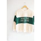 Make Time for Leisure Color Block Pullover Sweatshirt by Polished Prints
