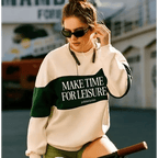 Make Time for Leisure Color Block Pullover Sweatshirt by Polished Prints