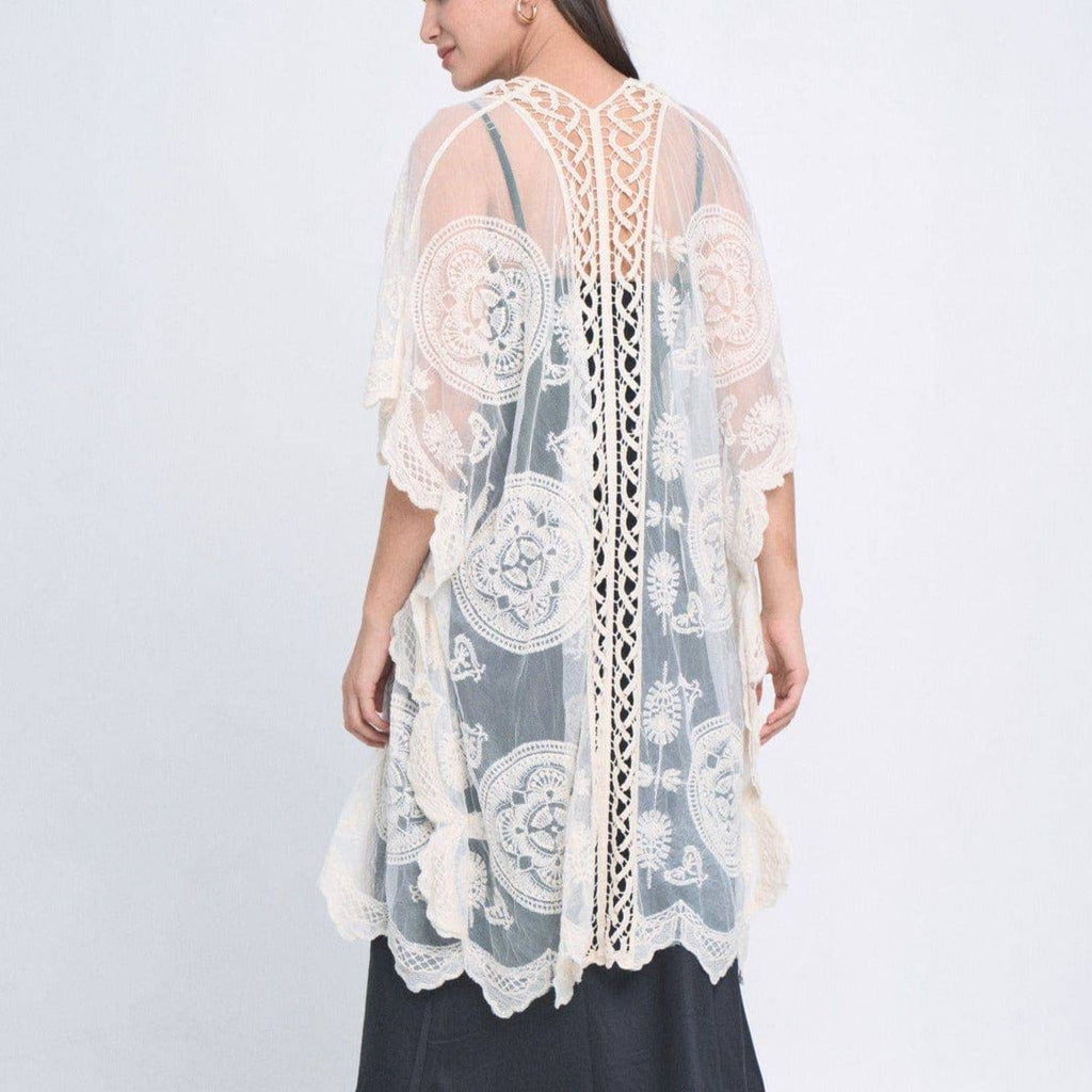 Makenzie Lace Kimono in Ivory | Open Duster (One Size) Kimono La Vie Bien Makenzie Lace Kimono in Ivory | Open Duster (One Size)
