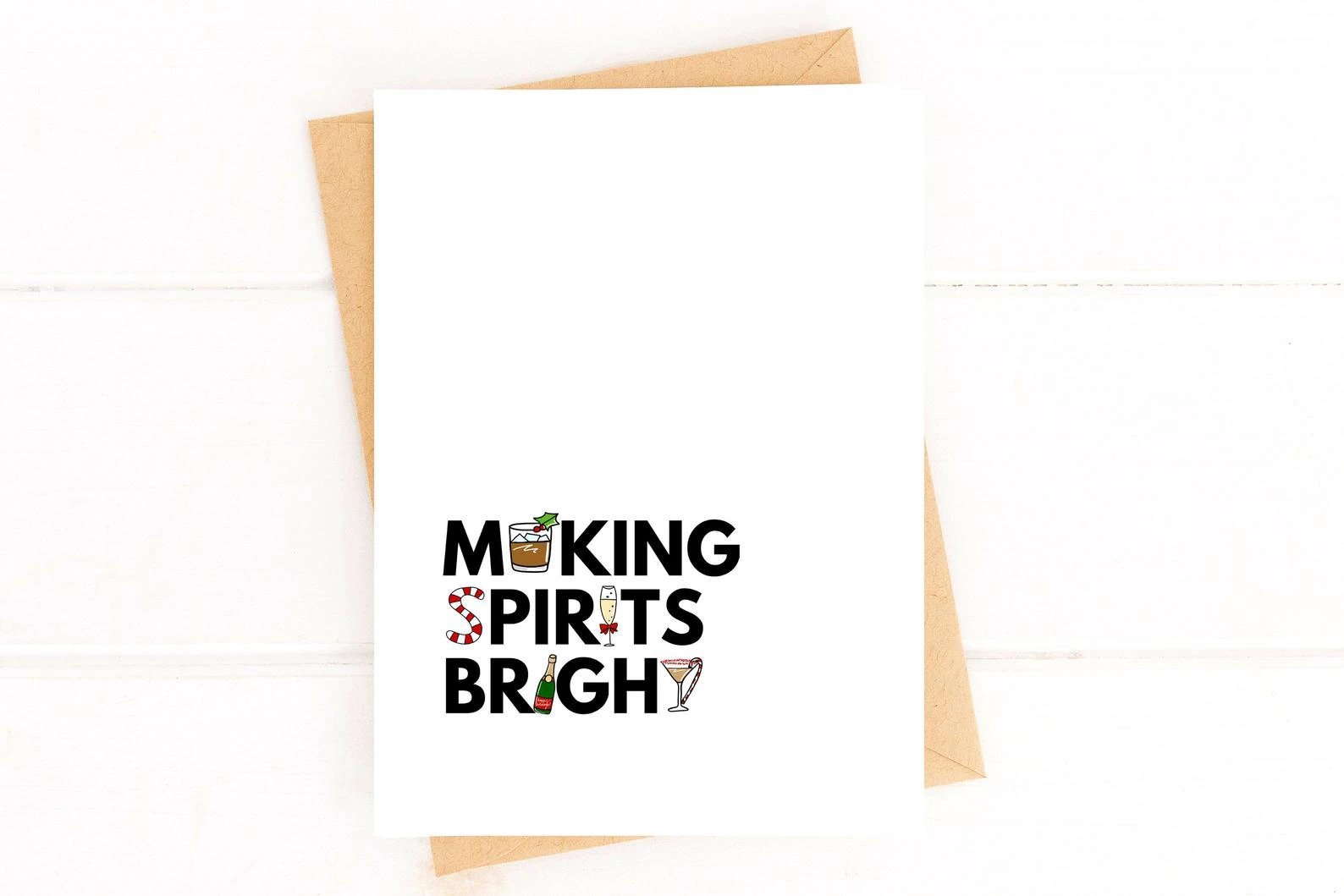 Making Spirits Bright Card Holiday Card Funny Christmas Card Funny Holiday Card by Five Dot Post