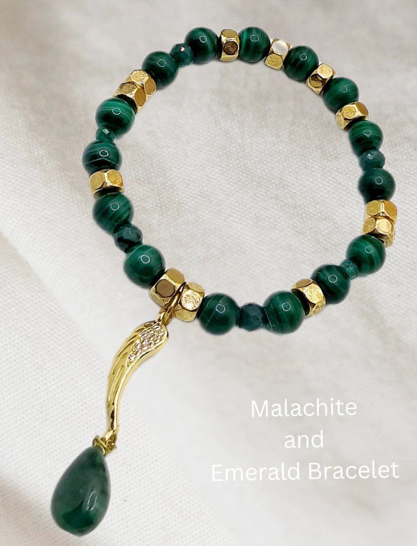 Malachite and Emerald Bracelet by L.Signature Collection by L.Styles