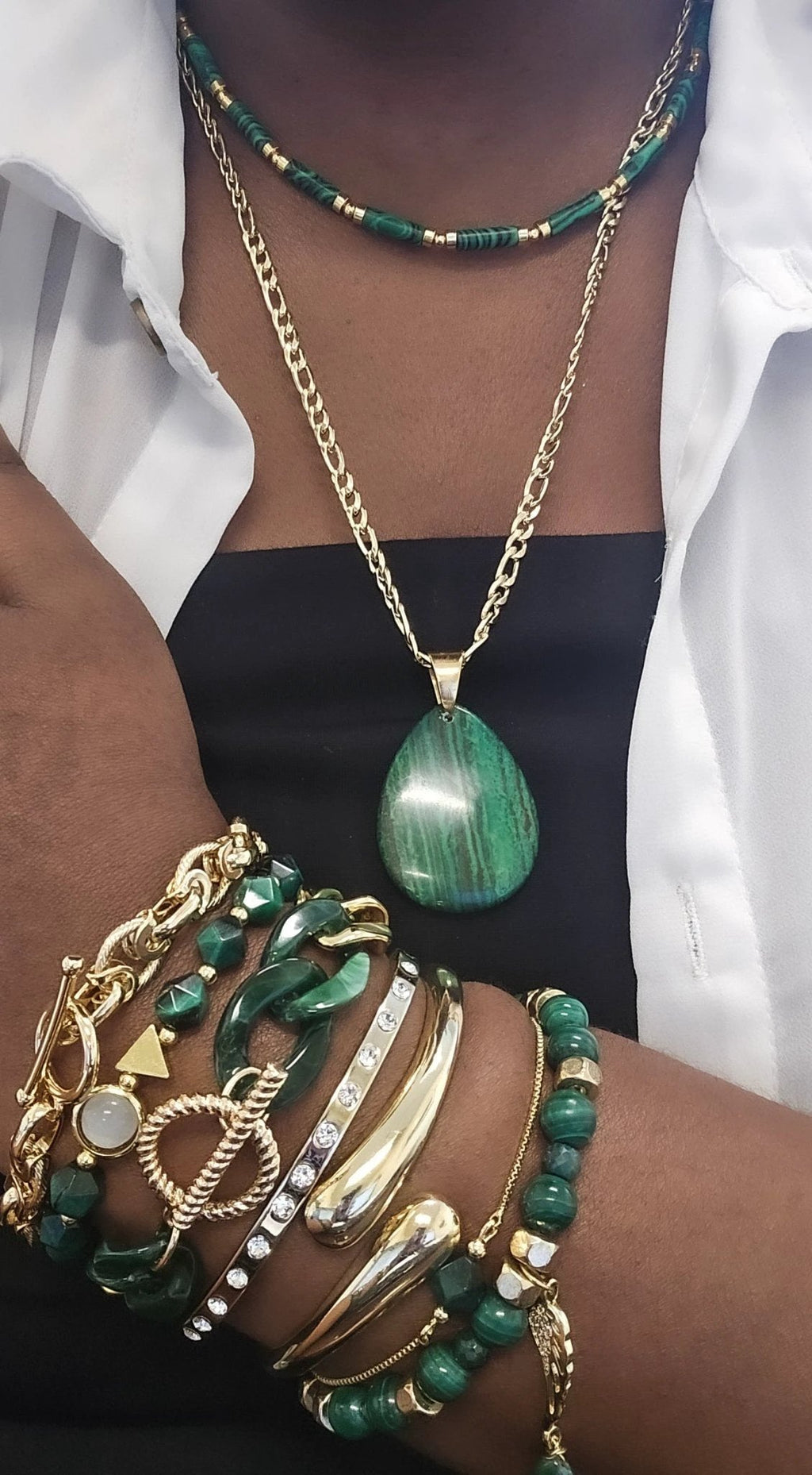 Malachite and Emerald Bracelet by L.Signature Collection by L.Styles