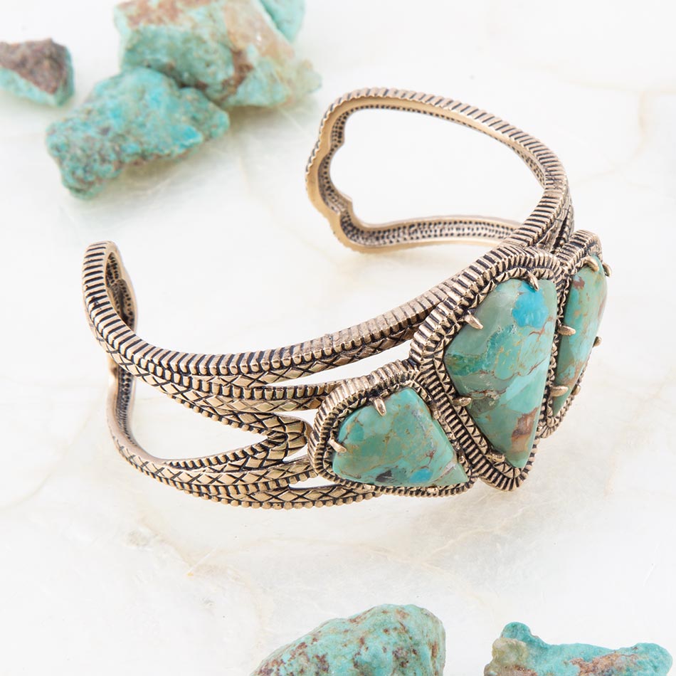 Maltese Blue Turquoise Golden Cuff Bracelet Bracelets La Vie Bien Maltese Blue Turquoise Golden Cuff Bracelet