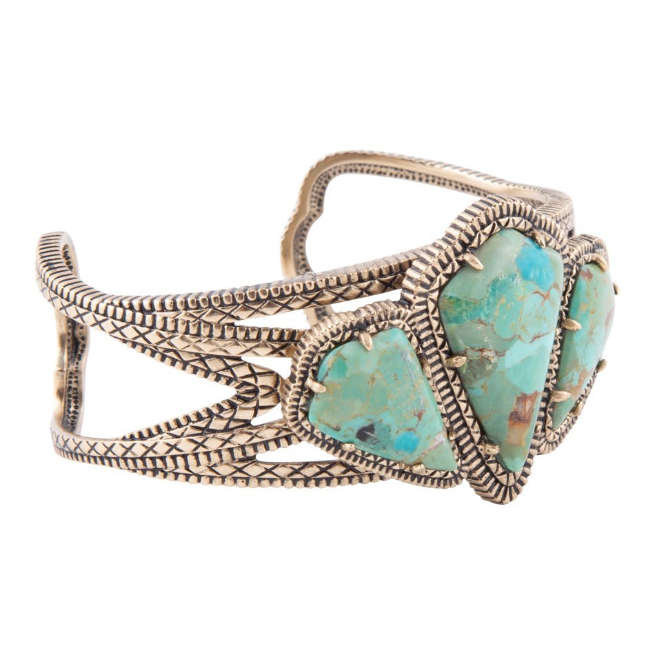 Maltese Blue Turquoise Golden Cuff Bracelet Bracelets La Vie Bien Maltese Blue Turquoise Golden Cuff Bracelet