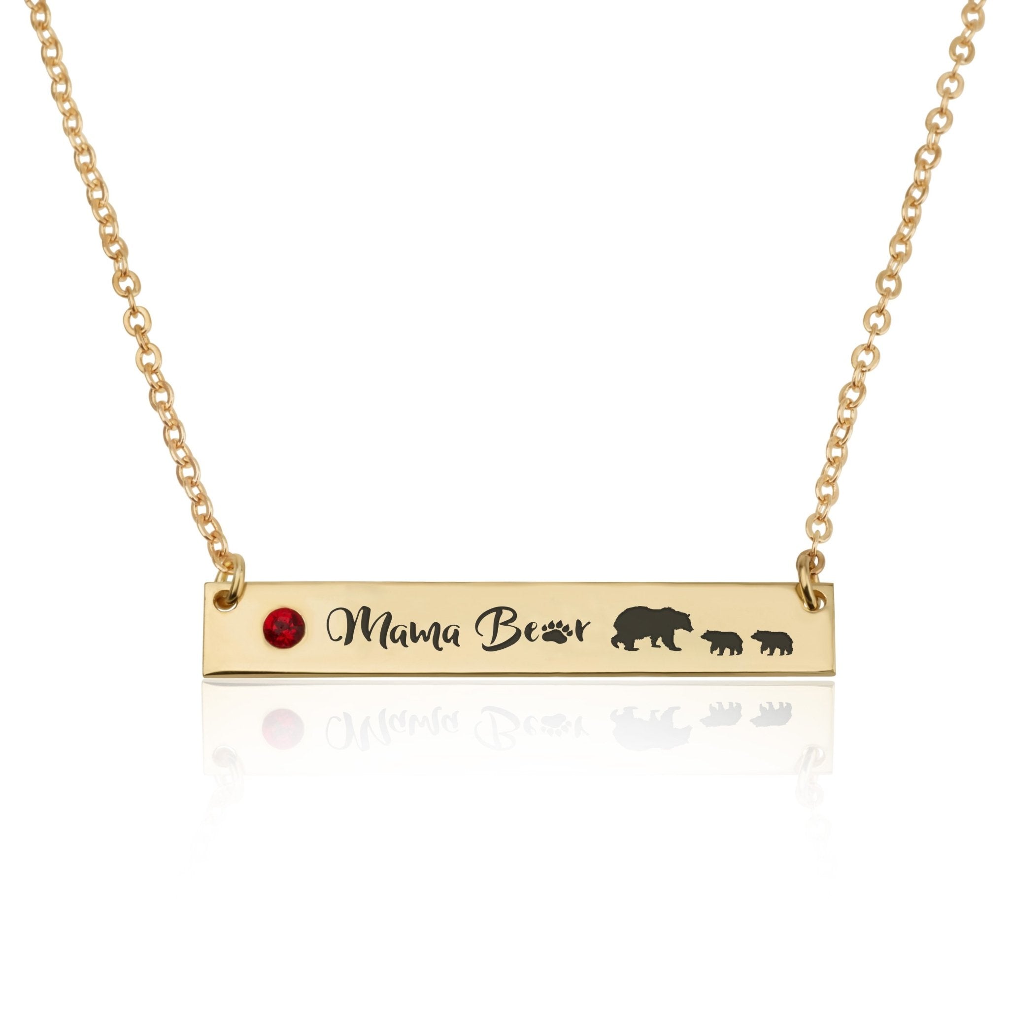 Mama Bear Necklace With Swarovski Birthstone