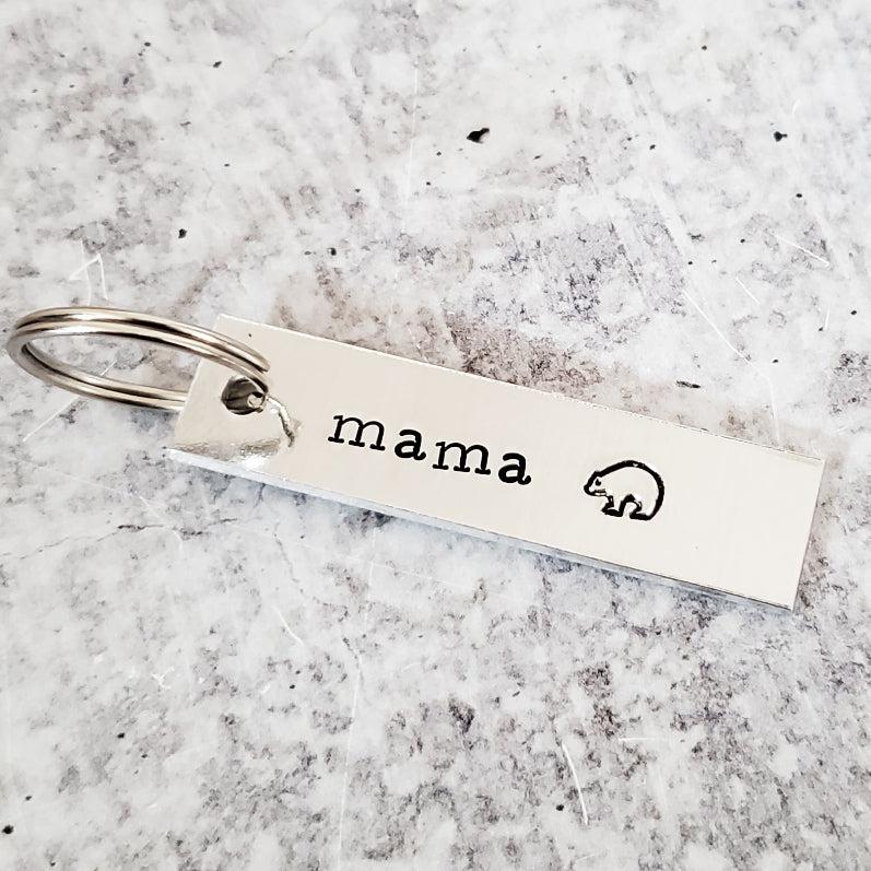 MAMA with Bear Emoji Bar Keychain Key Chain La Vie Bien MAMA with Bear Emoji Bar Keychain