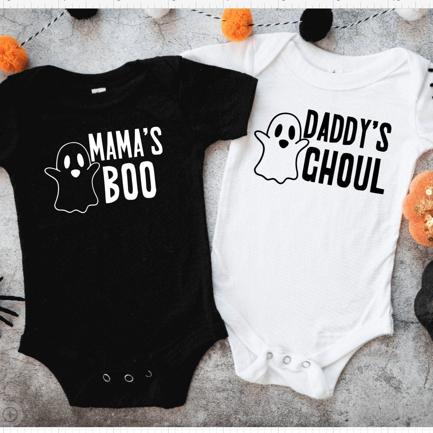 Mama's Boo or Daddy's Ghoul Halloween Baby Bodysuit Clothing La Vie Bien Mama's Boo or Daddy's Ghoul Halloween Baby Bodysuit