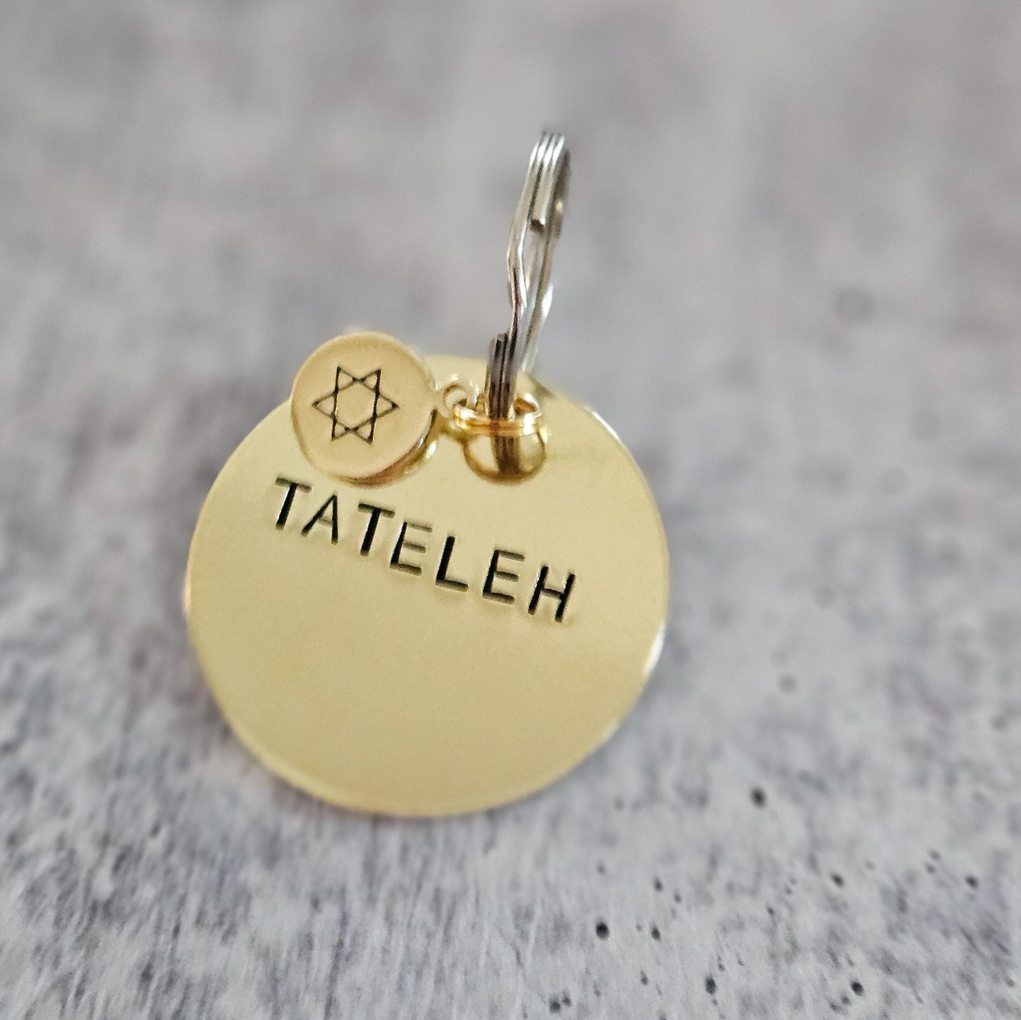 Mameleh or Tateleh Hand Stamped Brass Keychain