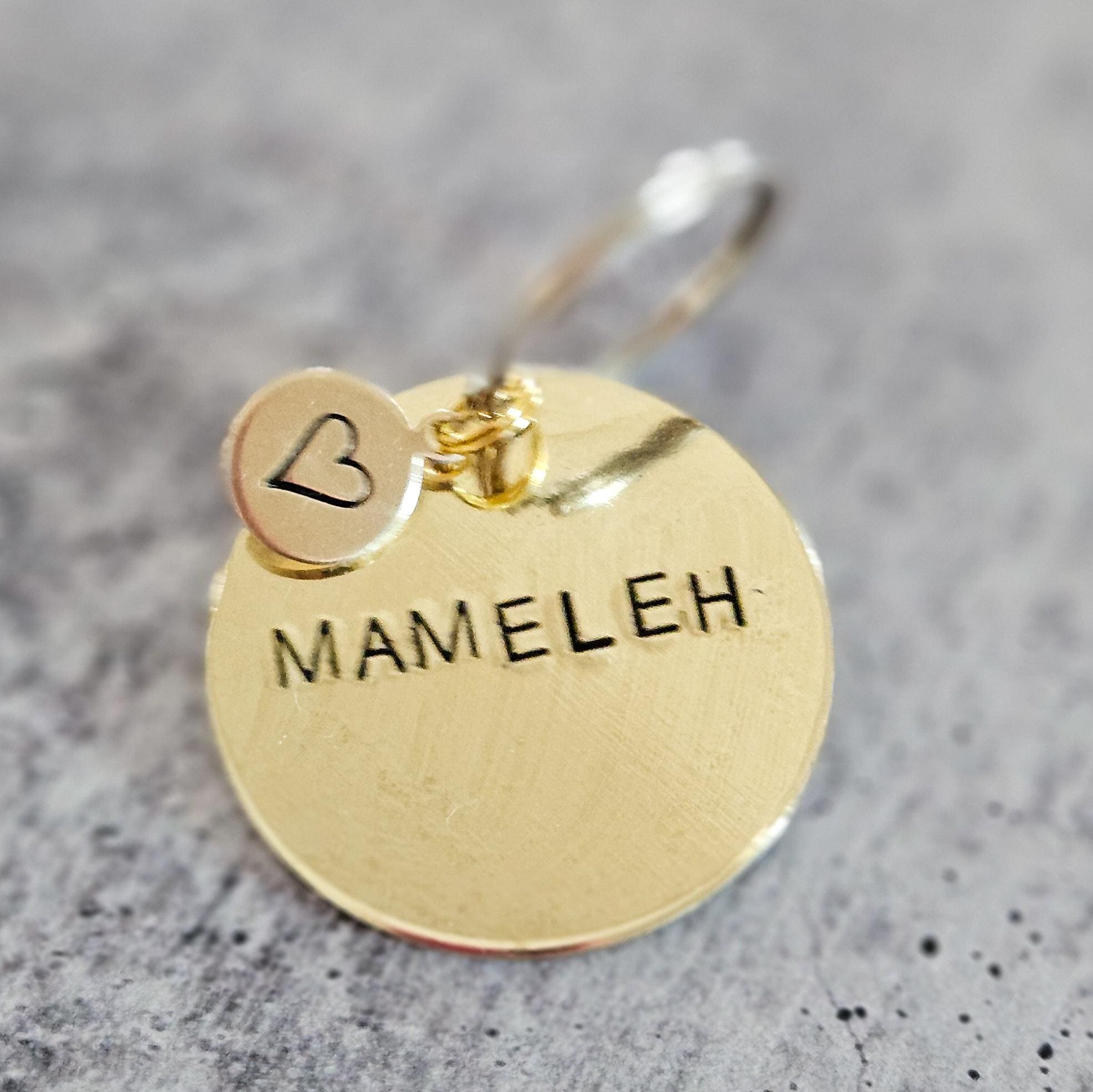 Mameleh or Tateleh Hand Stamped Brass Keychain